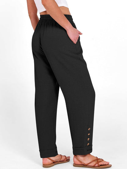 Cianne Women's Capri Pants – Fluid Fit, Elastic Waist with Drawstring, Casual Summer Chic