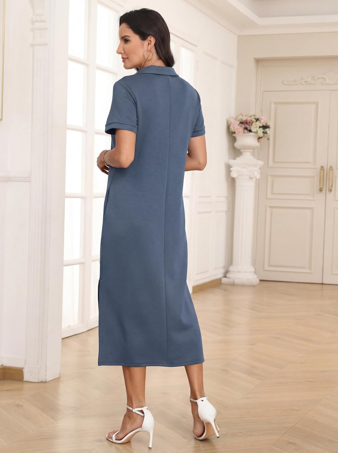 Claire Maxi Polo Dress for Women – Elegant Pleat-Free Dress with Pockets for Comfortable Summer
