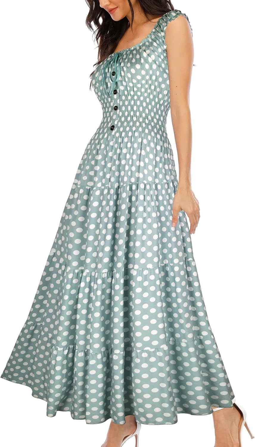 Lina Bohemian Maxi Dress for Women – Elegant Flowing Long Floral Print Summer Dress