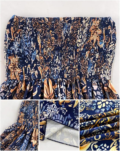 Lila Women's Pants – Smocked Waist Wide Floral Palazzo with Pockets for Summer