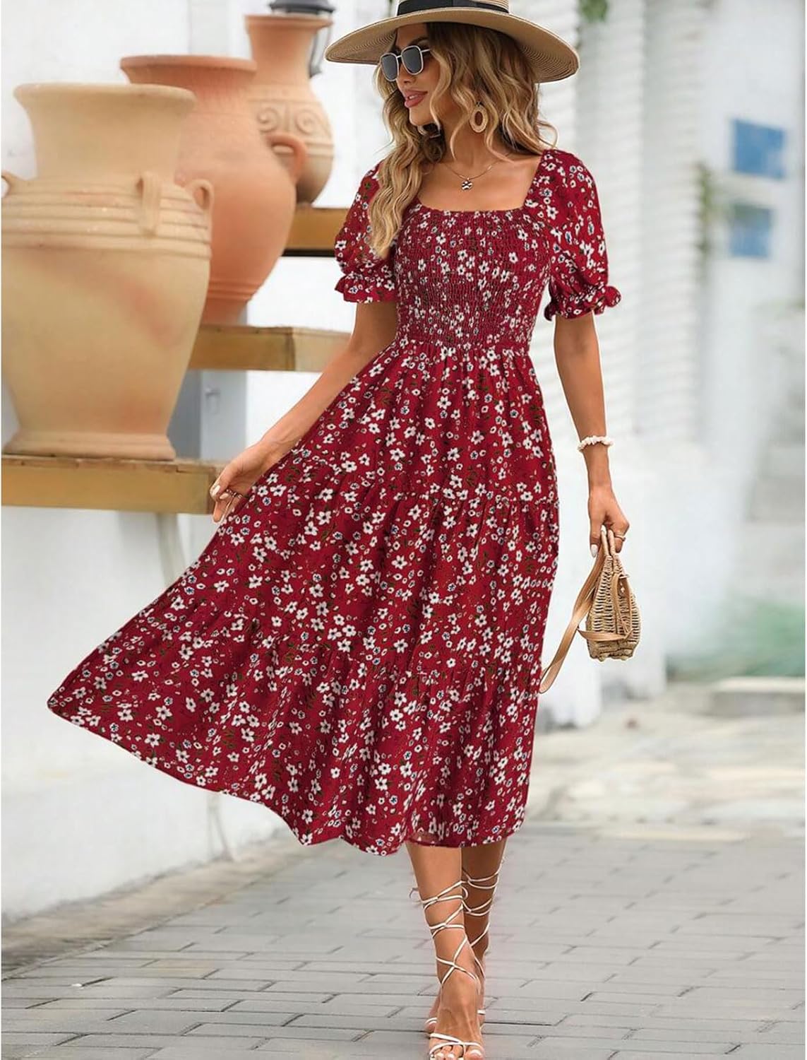 Angeli Floral Dress for Women – Puff Sleeves, Tied Waist, Chic Mini Summer Cut