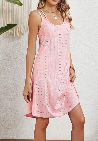 Lina Summer Dress for Women – Thin Strap Round Neck A-Line Lightweight Midi Dress