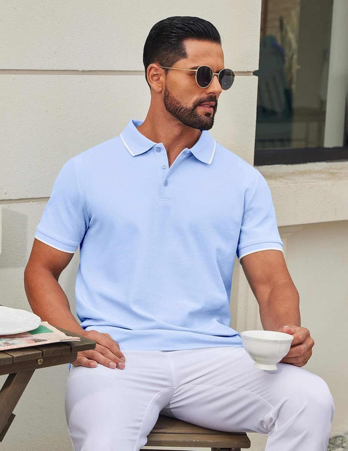 Robert Men's Polo – Lightweight Piqué Cotton Polo, Casual Chic Summer Style