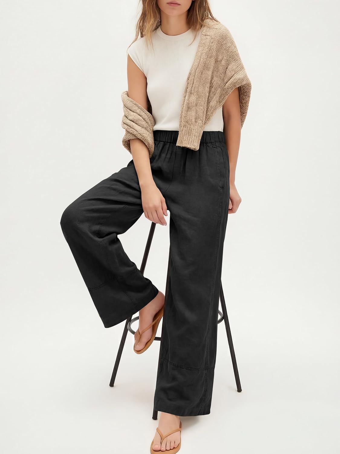 Jessica Women's Pants – Large Elastic Waist Palazzo with Pockets Bohemian