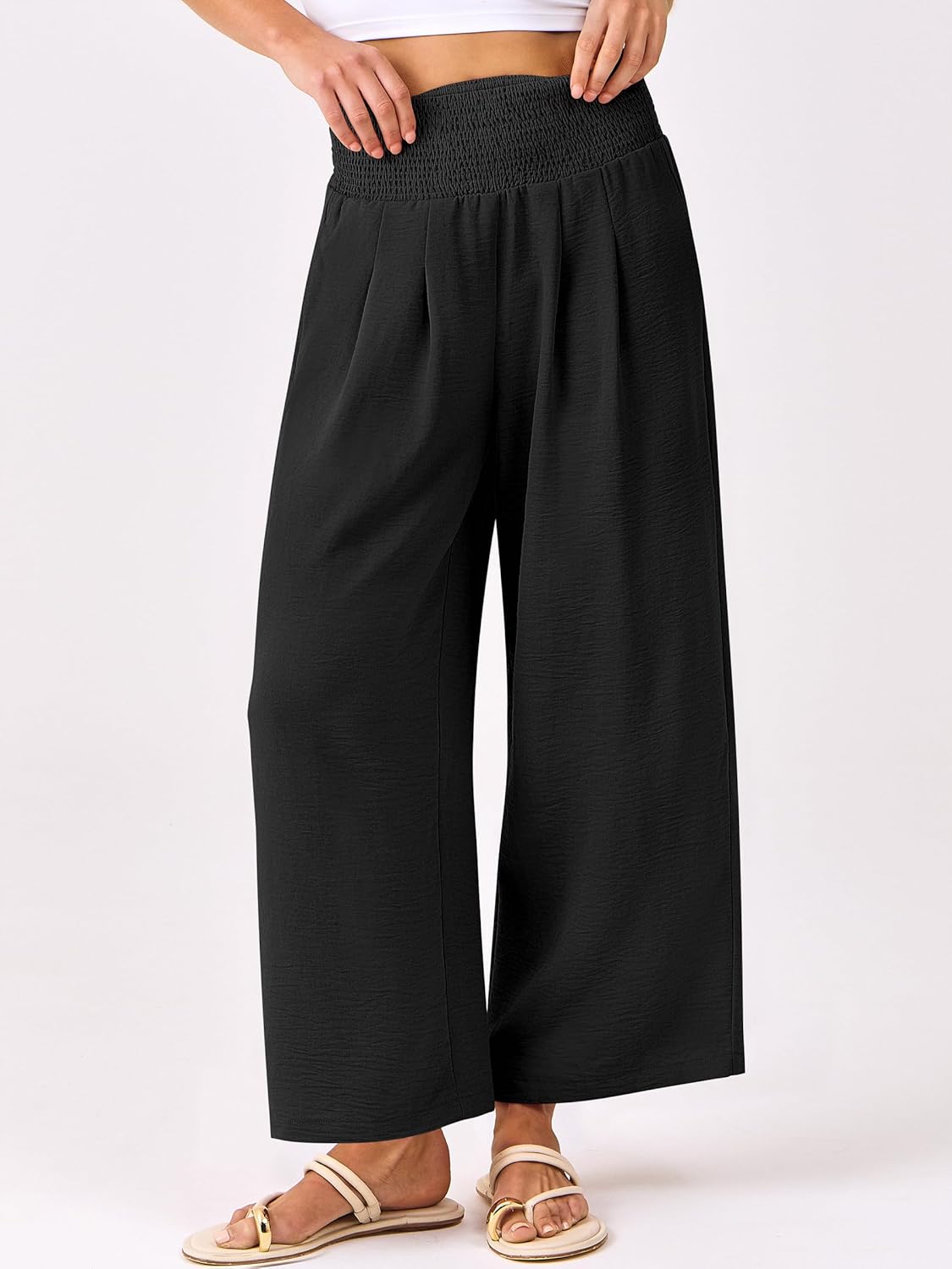 Roxanne Women's Pants – High-Waisted Fluid Palazzo with Pockets for Summer