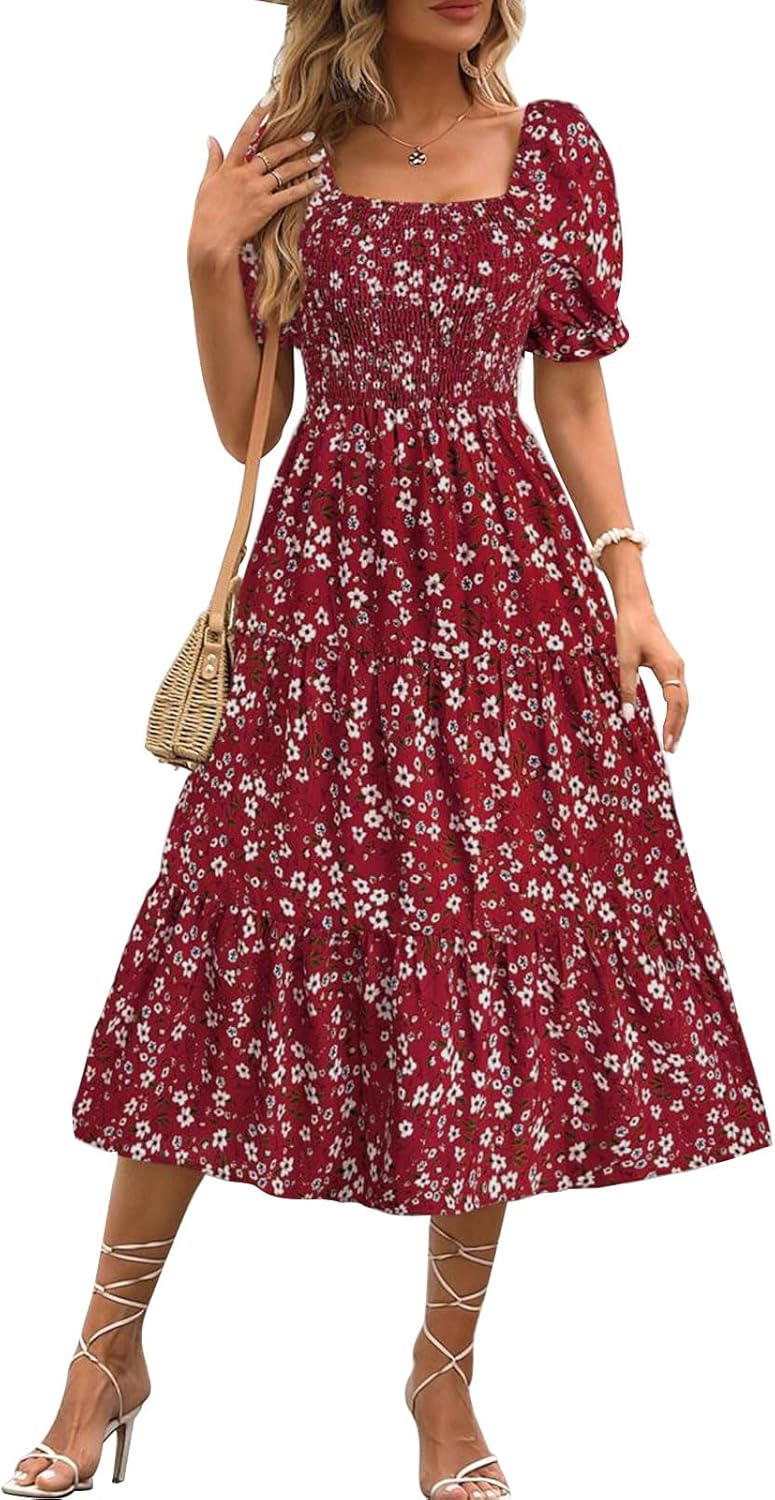 Angeli Floral Dress for Women – Puff Sleeves, Tied Waist, Chic Mini Summer Cut