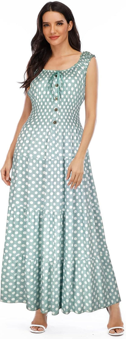 Lina Bohemian Maxi Dress for Women – Elegant Flowing Long Floral Print Summer Dress