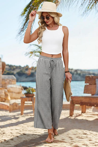 Mindi Women's Palazzo Pants – Fluid Wide Cut, Elastic Waist Casual Chic