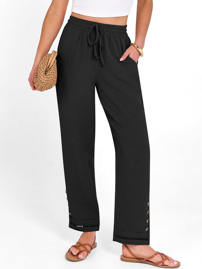 Cianne Women's Capri Pants – Fluid Fit, Elastic Waist with Drawstring, Casual Summer Chic
