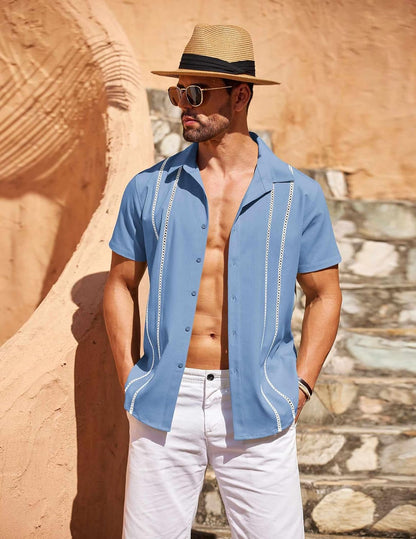 Henry Guayabera Shirt for Men – Cuban Summer Shirt, Embroidery & Chic Style