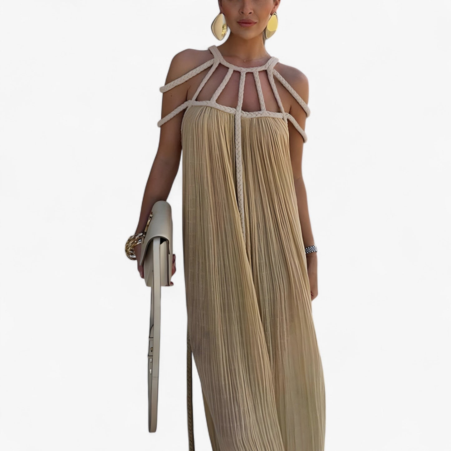 Linette Robe Longue Femme – Élégante Robe Maxi Fluide avec Coupe Droite et Style Polyvalent
