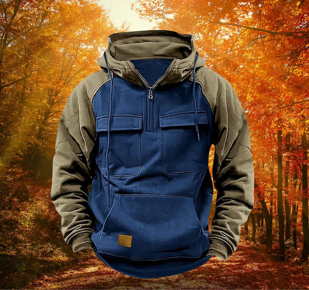 Samuel Sweat à Capuche Demi-Zippé pour Homme – Haut à Manches Longues Texturé avec Poches Frontales