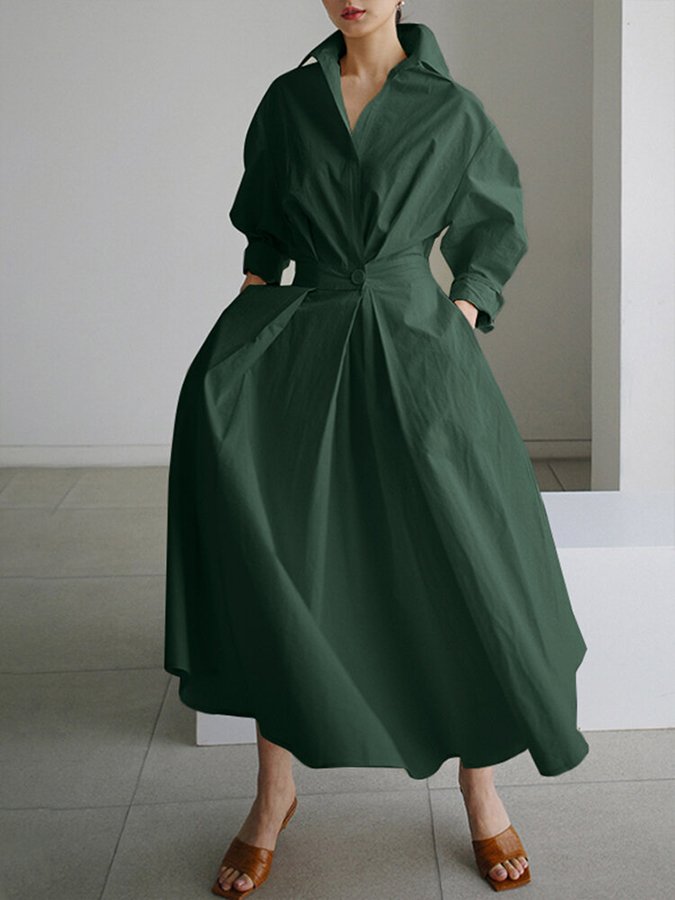 Lucie Robe Midi Femme – Coupe flatteuse avec boutons et design léger & intemporel