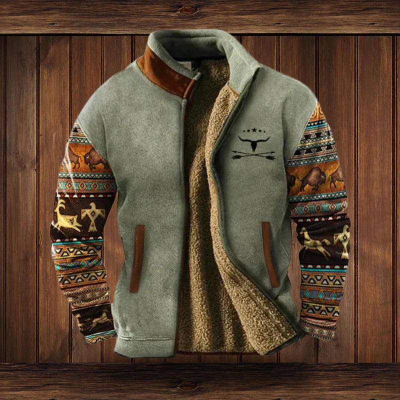 Noah Veste Chaude Style Western – Doublure Polaire & Motifs Ethniques pour un Confort Hivernal