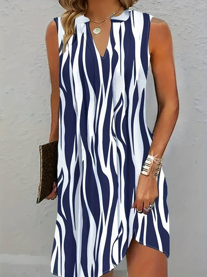 Norah Robe Courte Femme – Robe Sans Manches à Rayures pour Été & Look Décontracté