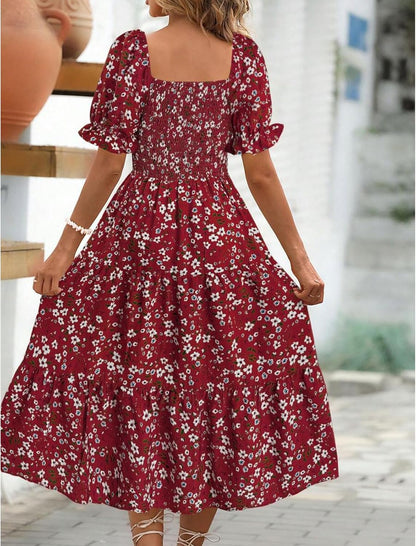 Angeli Floral Dress for Women – Puff Sleeves, Tied Waist, Chic Mini Summer Cut