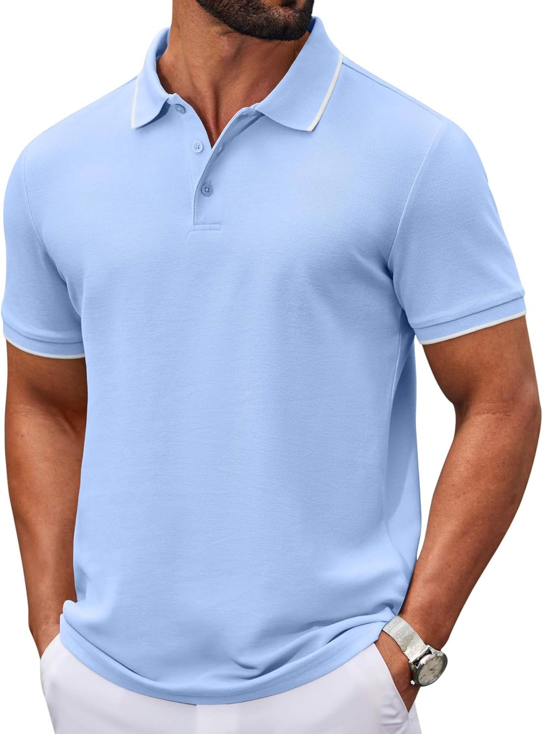 Robert Men's Polo – Lightweight Piqué Cotton Polo, Casual Chic Summer Style