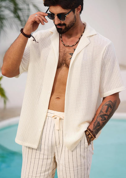 Herbert Men's Crochet Shirt – Cuban Style Open Knit Summer Shirt
