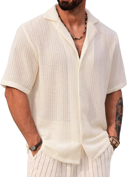 Herbert Men's Crochet Shirt – Cuban Style Open Knit Summer Shirt