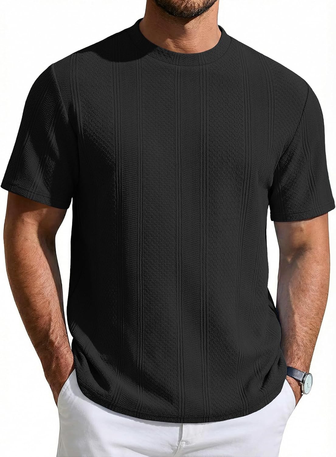Wilbert Men's T-Shirt – Textured Knit T-Shirt, Lightweight & Casual Chic Style