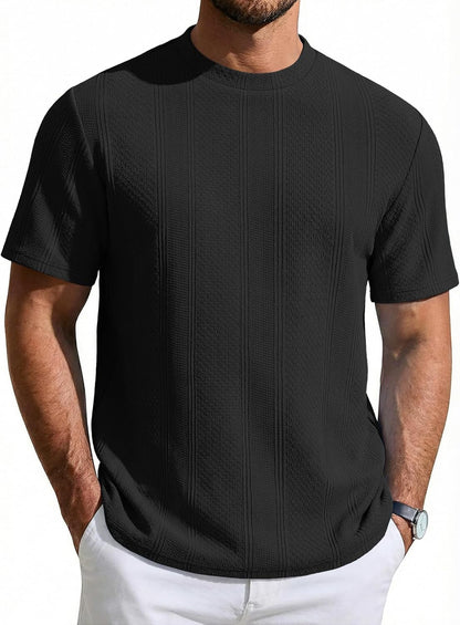Wilbert Men's T-Shirt – Textured Knit T-Shirt, Lightweight & Casual Chic Style