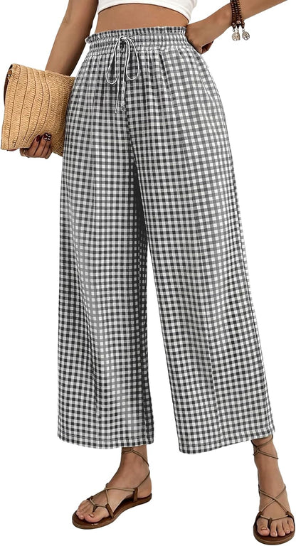 Mindi Women's Palazzo Pants – Fluid Wide Cut, Elastic Waist Casual Chic
