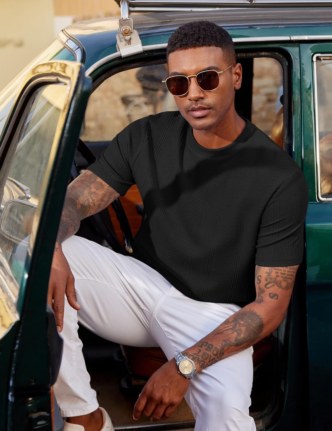 Wilbert Men's T-Shirt – Textured Knit T-Shirt, Lightweight & Casual Chic Style
