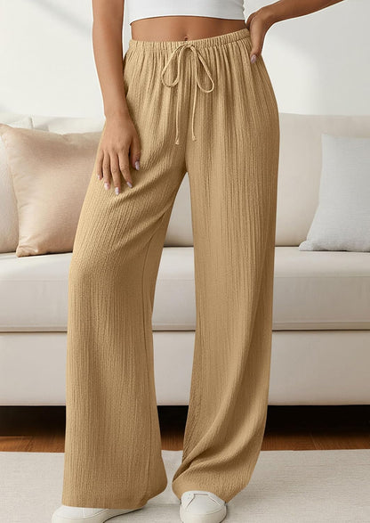 Jessica Women's Pants – Palazzo Wide High Waist with Drawstring & Pockets Summer
