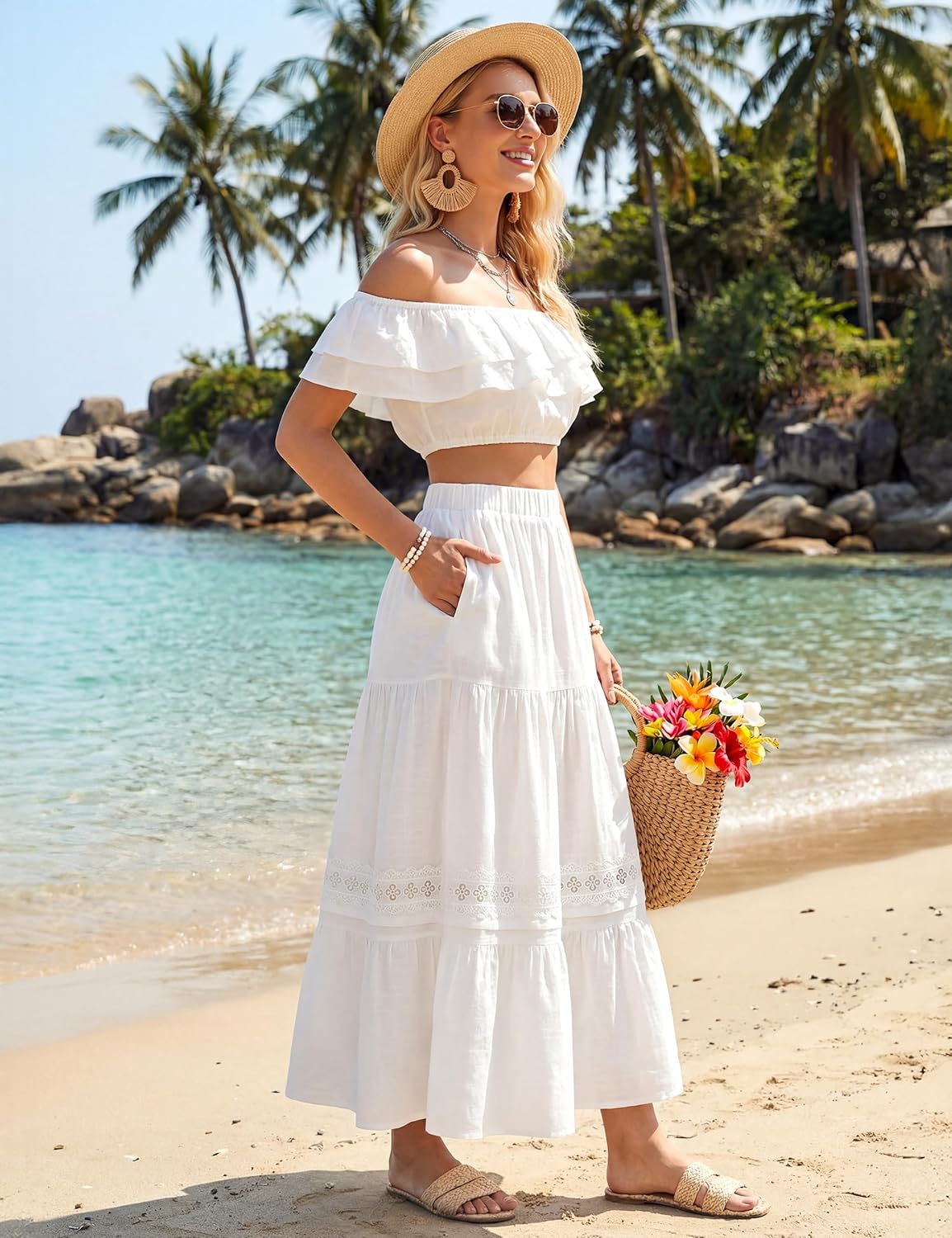 Jelly Maxi Skirt for Women – High-Waisted, Fluid & Lace Bohemian Summer Skirt