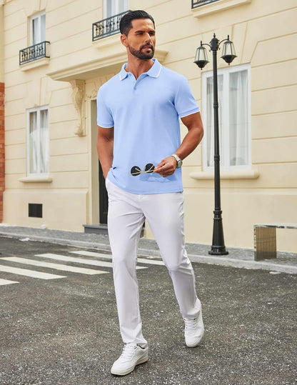 Robert Men's Polo – Lightweight Piqué Cotton Polo, Casual Chic Summer Style