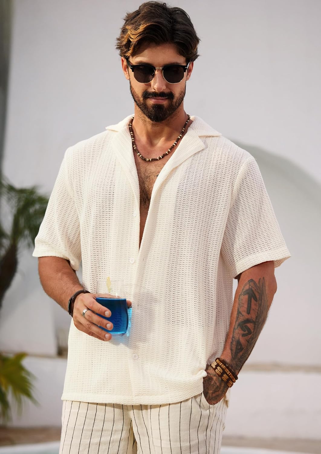 Herbert Men's Crochet Shirt – Cuban Style Open Knit Summer Shirt