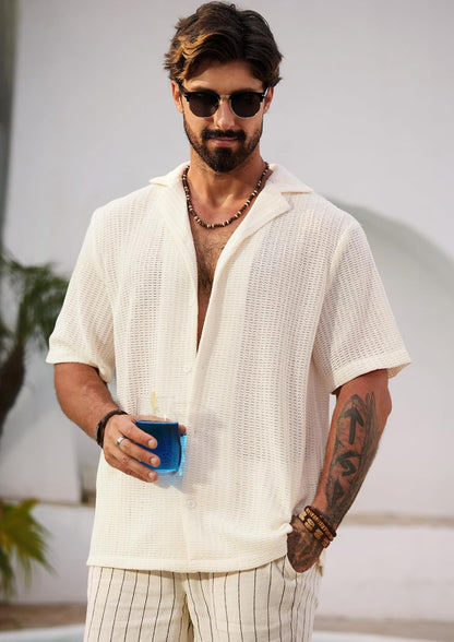 Herbert Men's Crochet Shirt – Cuban Style Open Knit Summer Shirt