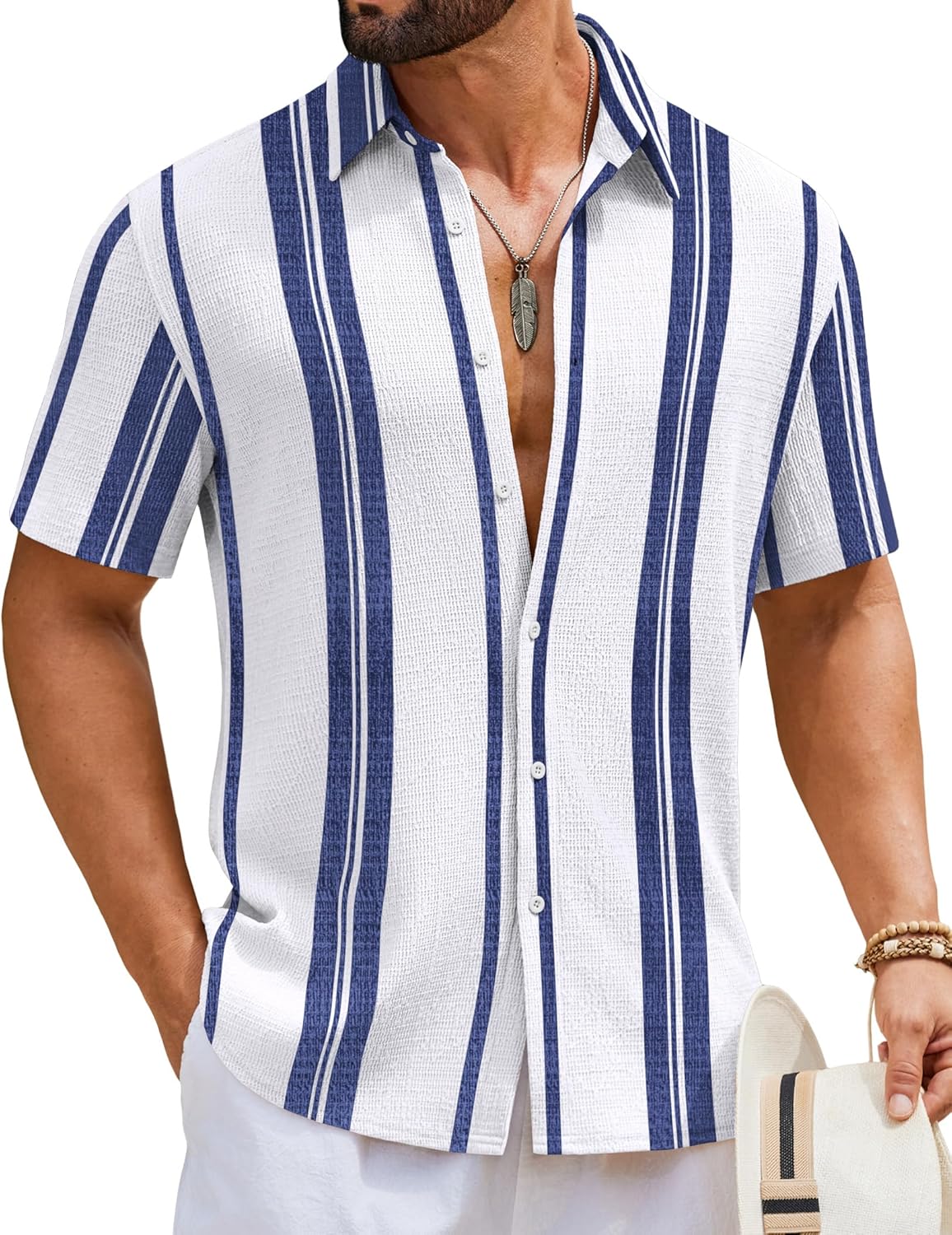 Ben Men's Shirt – Stretch Slim Fit, Wrinkle-Free & Short Sleeves