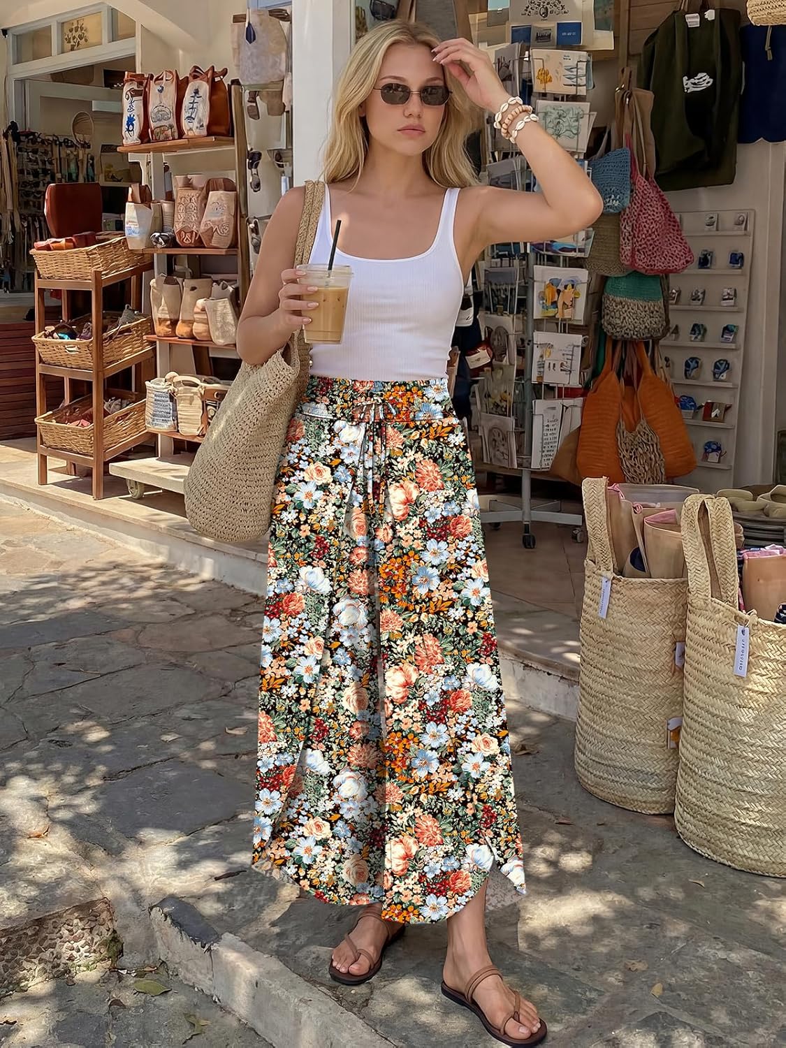 Trisha Women's Palazzo Pants – High Waist Fluid, Wide Elastic Chic Summer