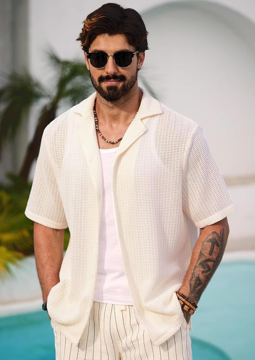 Herbert Men's Crochet Shirt – Cuban Style Open Knit Summer Shirt
