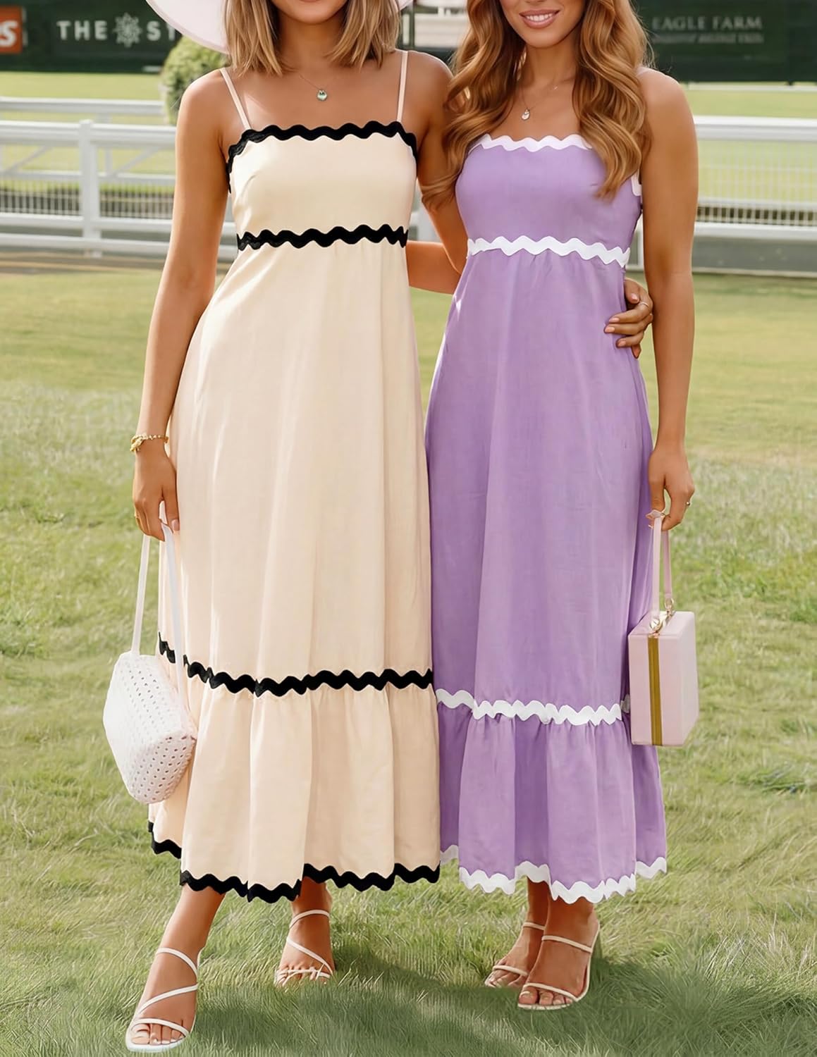 Ella Midi Dress for Women – Backless Dress with Thin Straps, Smocked, Fluid, Elegant Summer