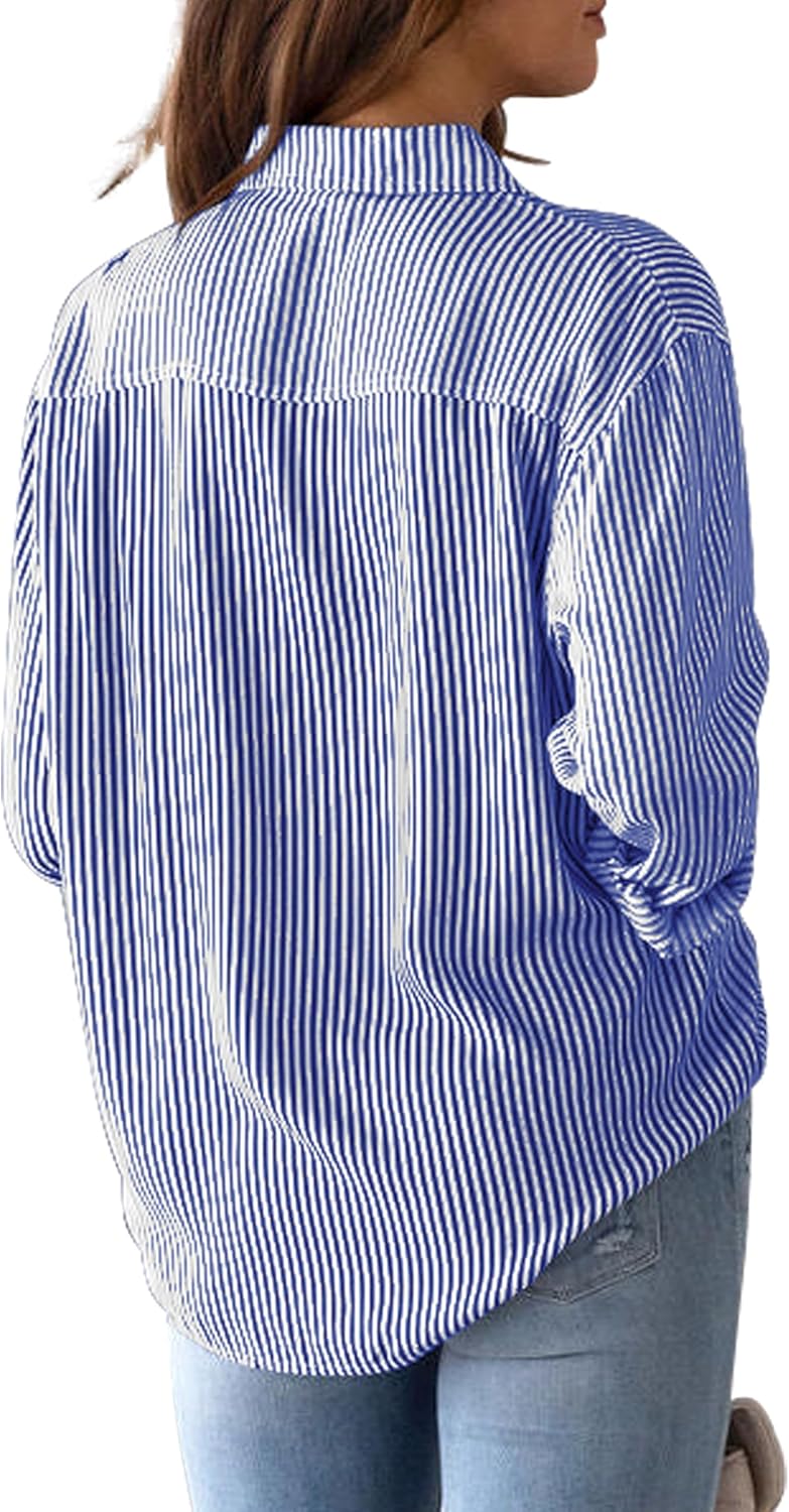 Nicole Women's Striped Shirt – Classic Fit, Long Sleeves, Chic Pleat-Free