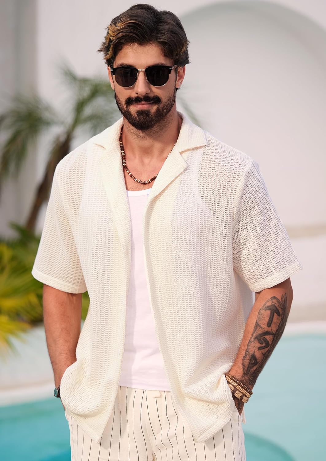 Herbert Men's Crochet Shirt – Cuban Style Open Knit Summer Shirt