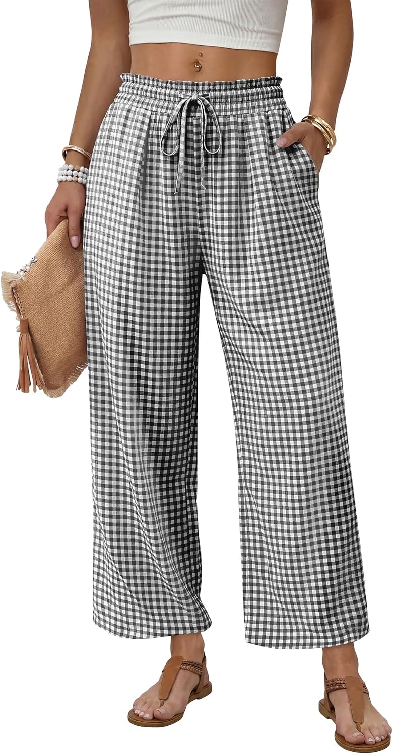 Mindi Women's Palazzo Pants – Fluid Wide Cut, Elastic Waist Casual Chic