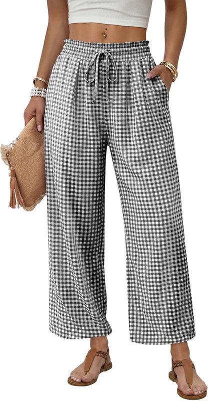 Mindi Women's Palazzo Pants – Fluid Wide Cut, Elastic Waist Casual Chic