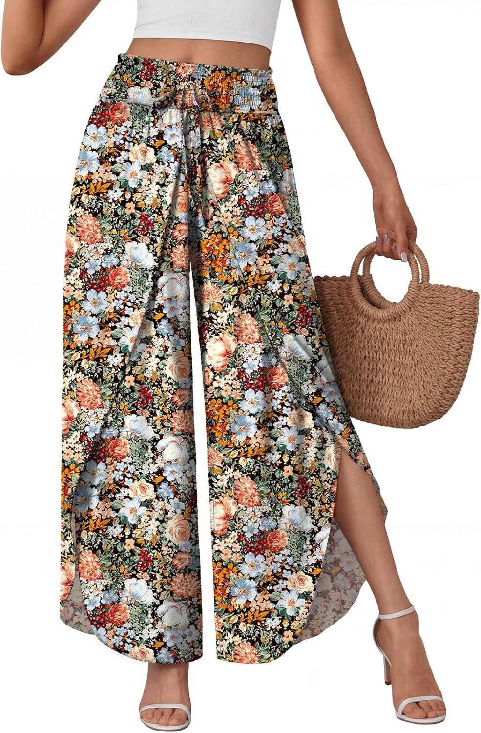 Trisha Women's Palazzo Pants – High Waist Fluid, Wide Elastic Chic Summer