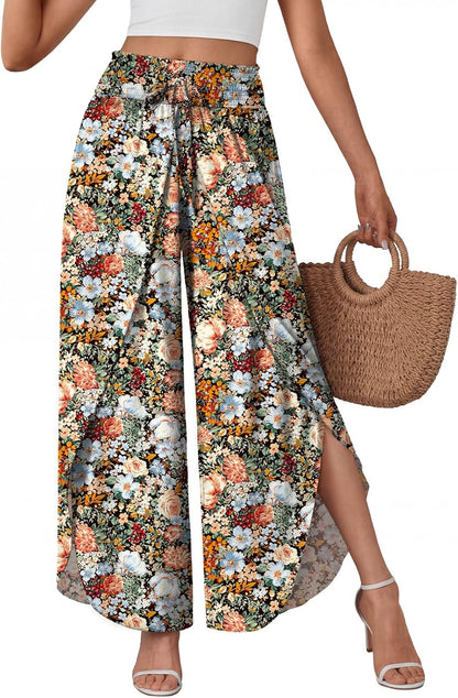Trisha Women's Palazzo Pants – High Waist Fluid, Wide Elastic Chic Summer