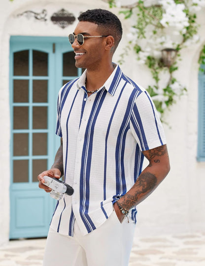Ben Men's Shirt – Stretch Slim Fit, Wrinkle-Free & Short Sleeves