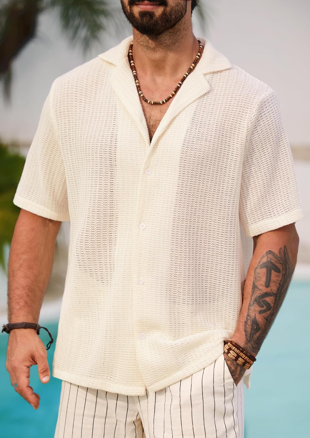 Herbert Men's Crochet Shirt – Cuban Style Open Knit Summer Shirt