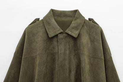 Isla Veste Femme en Daim – Blouson Oversize Élégant avec Coupe Moderne & Confort Doux