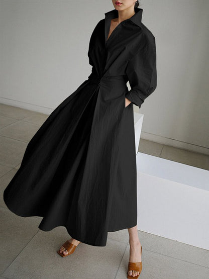 Lucie Robe Midi Femme – Coupe flatteuse avec boutons et design léger & intemporel