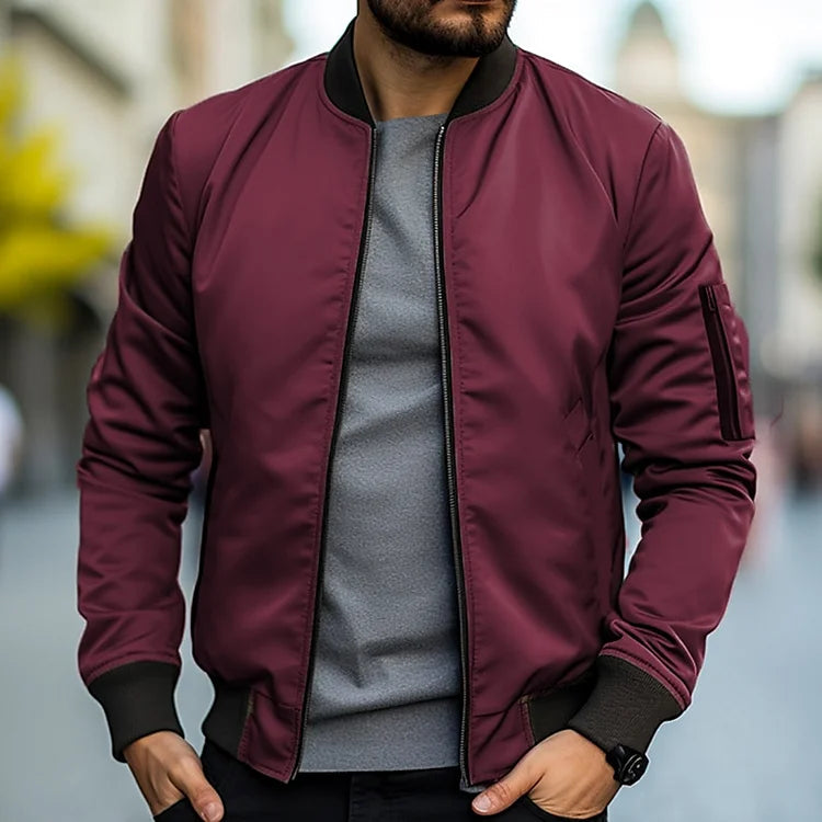 Linus Bomber Jacket for Men – Lightweight Autumn Streetwear with Stand-Up Collar