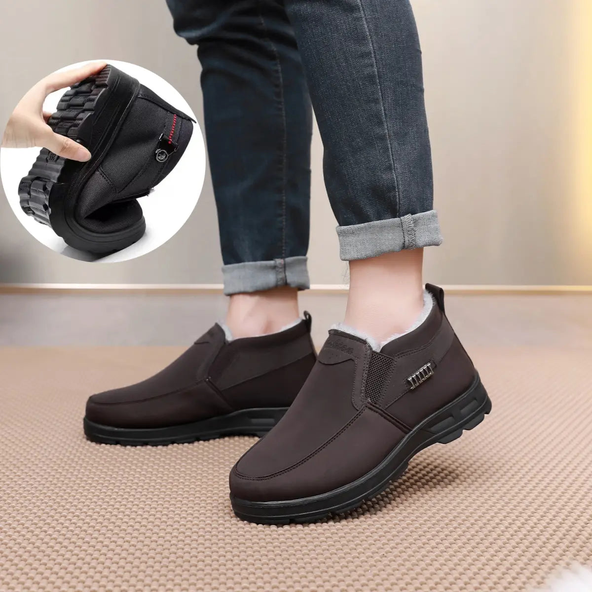 Ryan Chaussures Hiver Homme – Chaudes Chaussures Thermiques à Enfiler avec Doublure Peluche