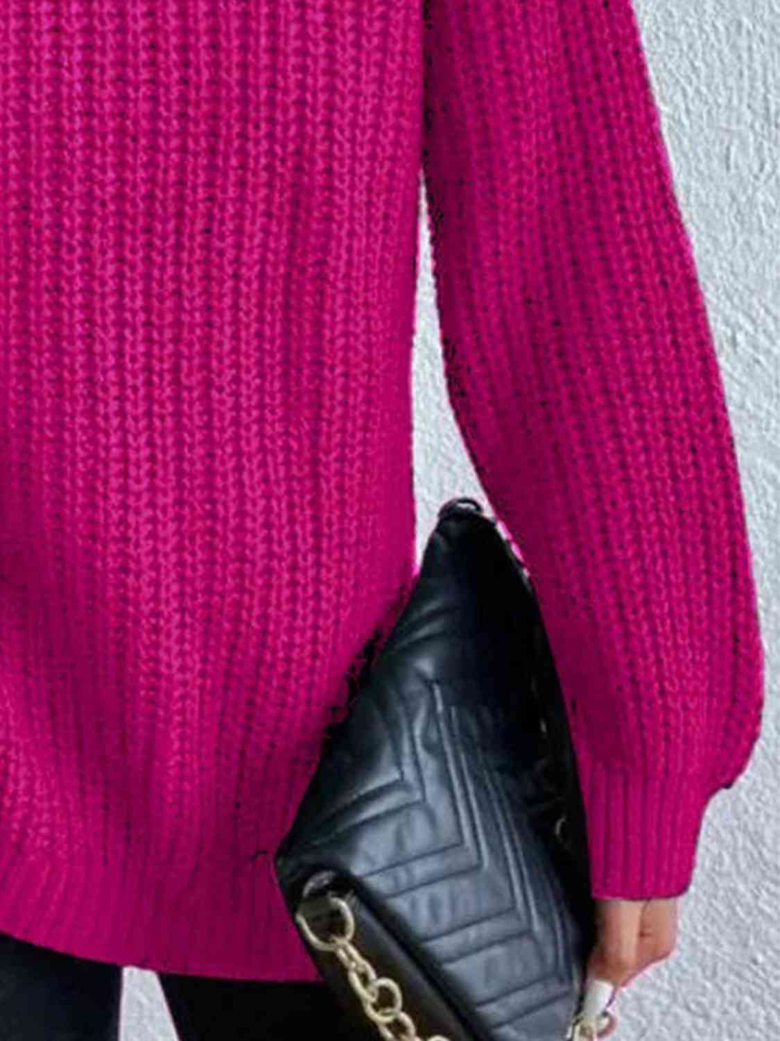 Angela Pull Femme – Pull à Col Roulé Côtelé avec Fente Latérale Chic pour Automne/Hiver Élégant