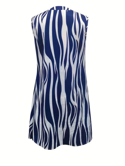 Norah Robe Courte Femme – Robe Sans Manches à Rayures pour Été & Look Décontracté